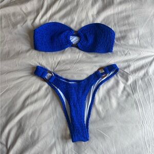 SHEIN Blue Textured Bikini Set